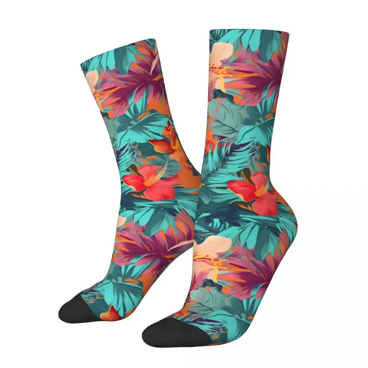 Crazy compression Tropical Flowers Sock for Men Harajuku Quality Pattern Crew Sock Casual