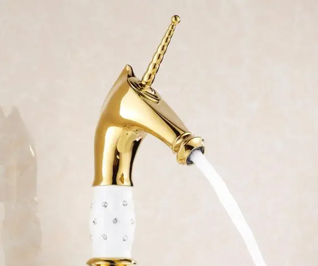 Vidric New design Horse head Solid Brass with diamond brathroom Faucet washbasin sink taps hot and cold water mixer faucets tap