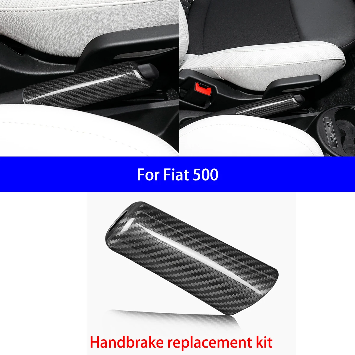 For Fiat ABARTH 500 595 695 Dry Carbon Fiber Handbrake Cover/gear Shift Panel/cup Holder/shift Panel Button Cover Interior Parts view 2