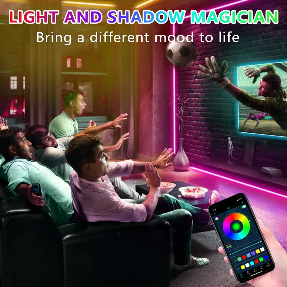 LED Lights for TV, 16.4ft LED Lights for 45-75 Inch TVs, RGB TV Backlight Behind, Music Sync Bluetooth APP/RF Remote Control Str