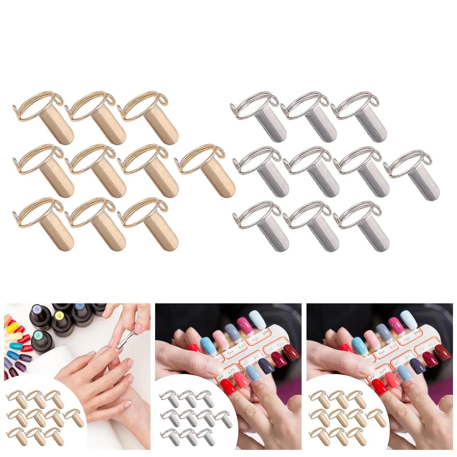 

10 Pieces Nail Rings for Women Nail Art Decoration Detachable Wearable Daily Wear No & Glue Adjustable Fingernail Rings Set