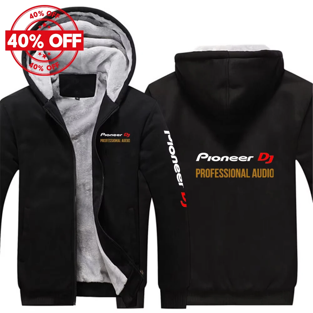 

2025 Autumn Winter Men's Pioneer DJ Logo Jackets Print Casual Splicing Long Sleeve Thicken Cold Prevention Warm Zipper Hoodies