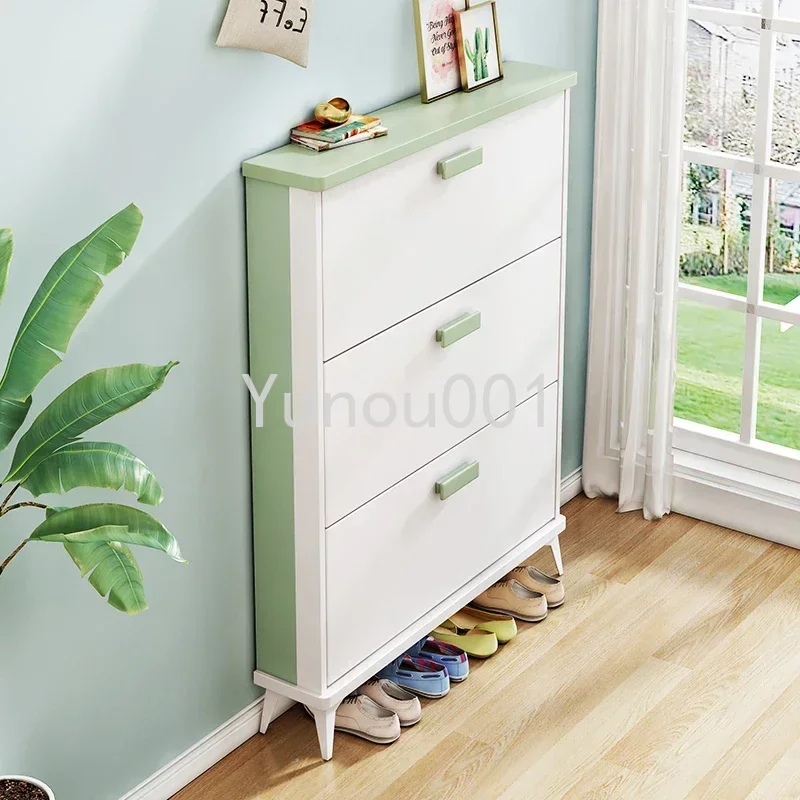 Corridor Shoe Cabinet Ultra-thin Vertical Shoe Cabinet White Energy-saving Pipe Modern Furniture Entrance ZY50XG