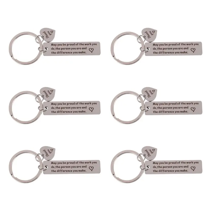 6 Pcs Thank You Gifts Keychain Appreciation Keychain Make A Difference Inspirational Gifts Coworker Leaving Gifts Eco-Friendly