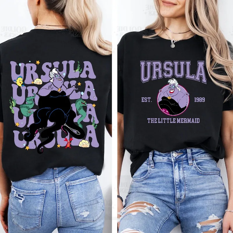 Chemise Ursula de la petite sirène Disney, tenues de sœur, chemise de sorcière du méchant Disney et tenues de voyage familial du parc Disney