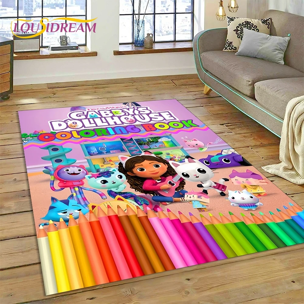 Cartoon Cute Gabbys Dollhouse Girl Rug Carpet for Living Room Bedroom Home Decor,Non-slip Decoration for Sofa Doormat Gifts Kid