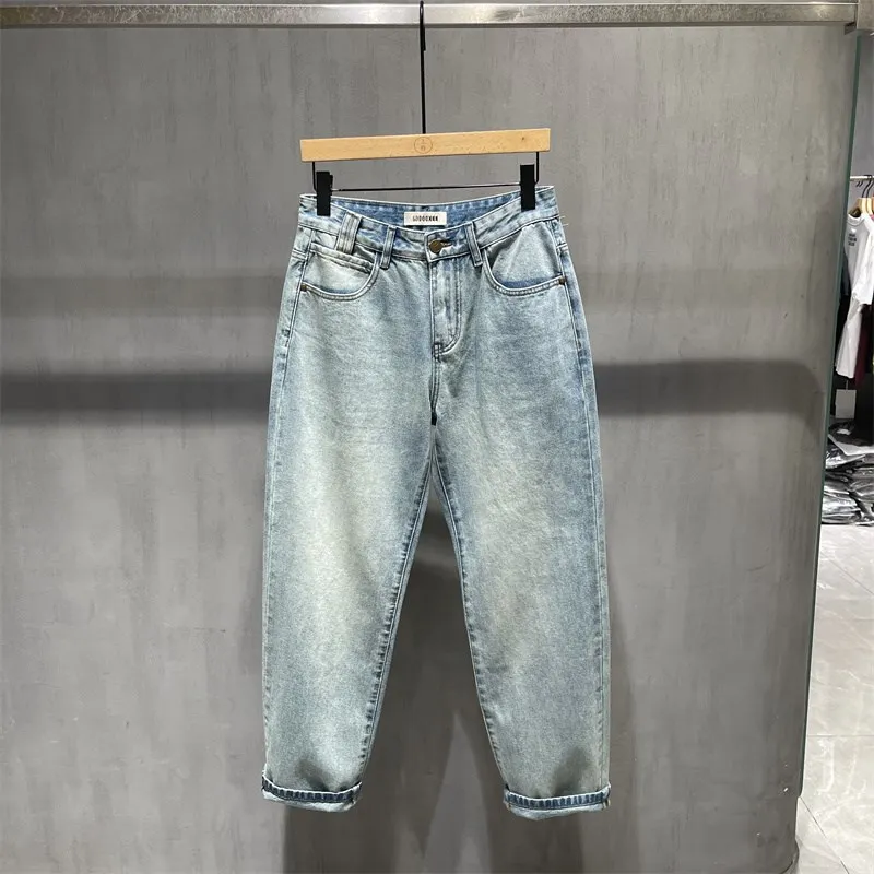 

Light Blue Men's Jeans Trendy Loose Straight Leg Casual Pants Spring 2025 Korean Style Versatile Cotton Stretch Denim