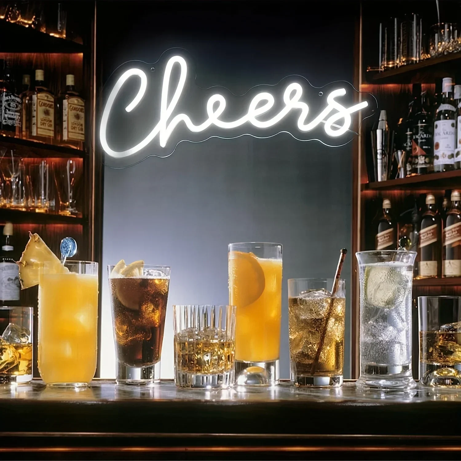 Cheers Neon Sign White Letter LED Neon Sign For Wall Decoration Light Sign For Bedroom Game Room Club Wedding Christmas Party