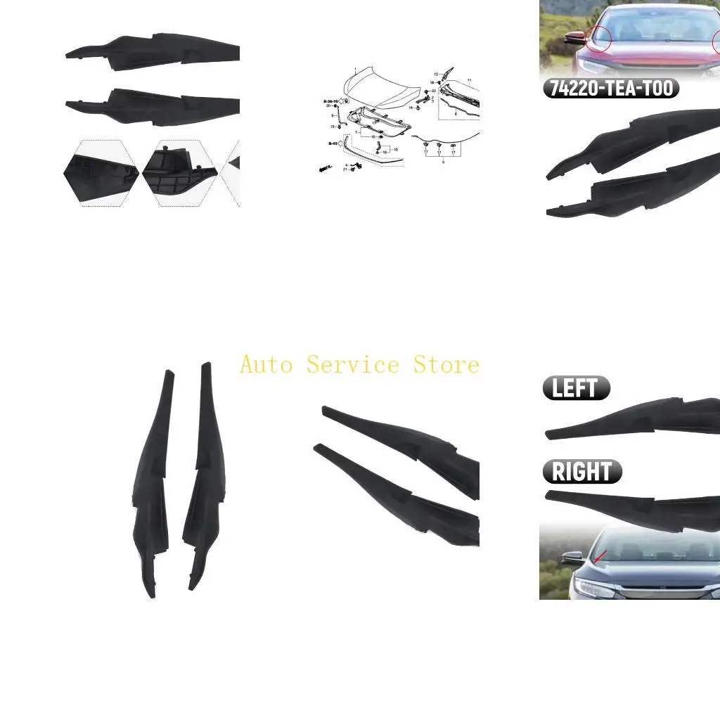 462A 74270-TEA-T00 74220-TEA-T00 Left Right Windshield Wiper Deflector Rain Guard Protectors Covers Pair For Vehicle
