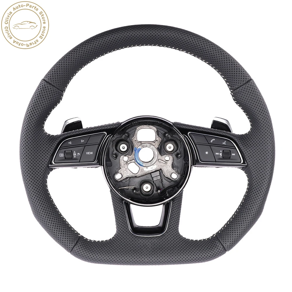 For Audi RS3 RS4 RS5 A3 A4 B9 A5  S3 S4 S5 Full leather or perforated steering wheel with button frame buttons and paddles