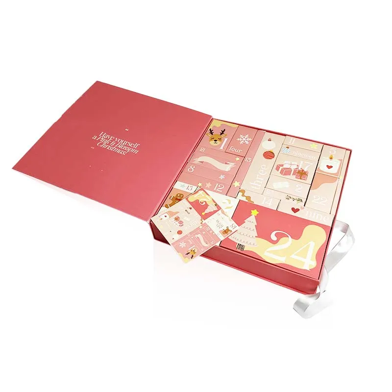 2025New Design Luxury Cardboard Beauty Perfume Packaging 24 Drawers Double Boxes Christmas Gift Advent Calendar Box for Cosmetic