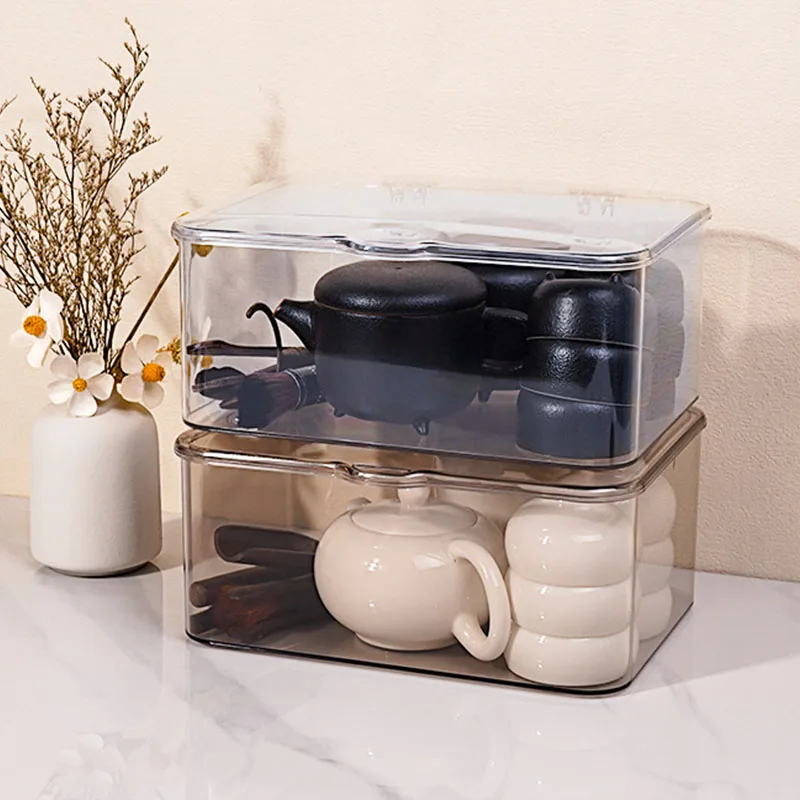 Transparent Acrylic Cosmetics Storage Box Waterproof Dustproof with Lid Jewelry Make Up Organizer for Home Desktop Storage Box