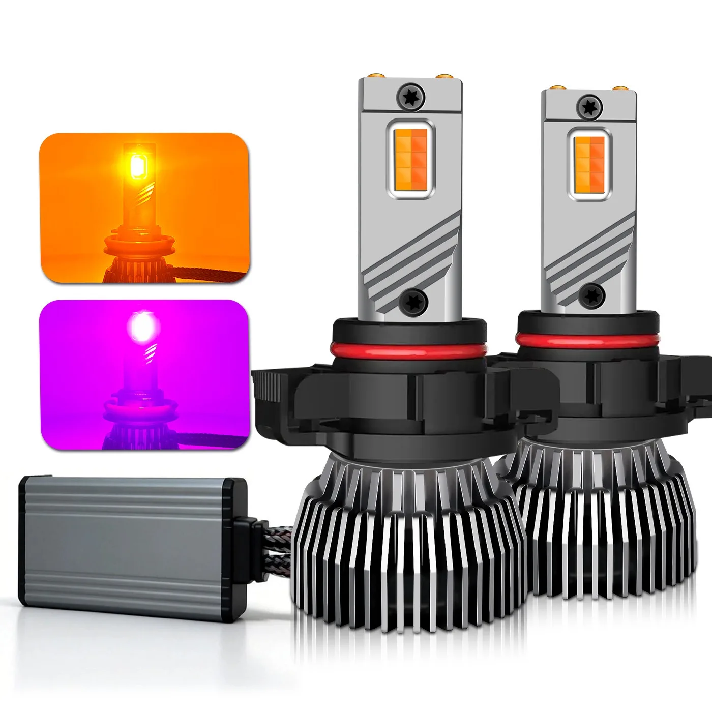 

Universal 12V 60W Dual Color LED Fog Light Bulbs H11 9005 9006 9012 2000K Amber Orange 9500K Pink Purple