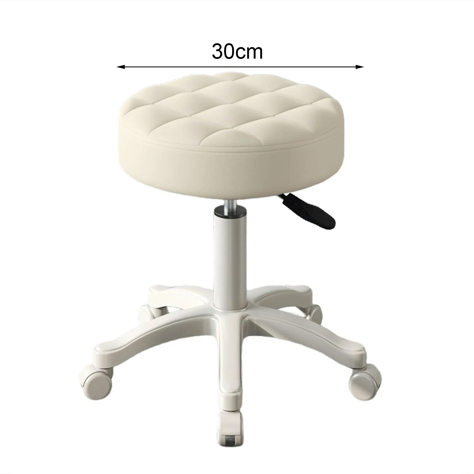 Rolling Round Stool With 5 Swivel Casters 360° Rotation Faux Leather Soft Cushion Height Adjustable Round Stool Bar Salon Office