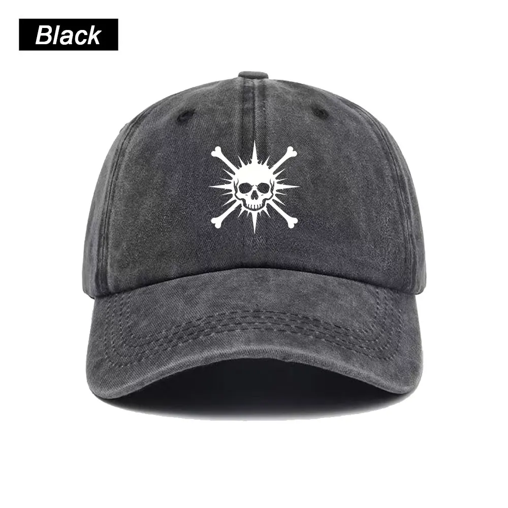 Washed Distressed Skull Spike Graphic Baseball Cap, Punk Rock Gothic Streetwear Unisex Dad Casual Outdoor Snapback Hat