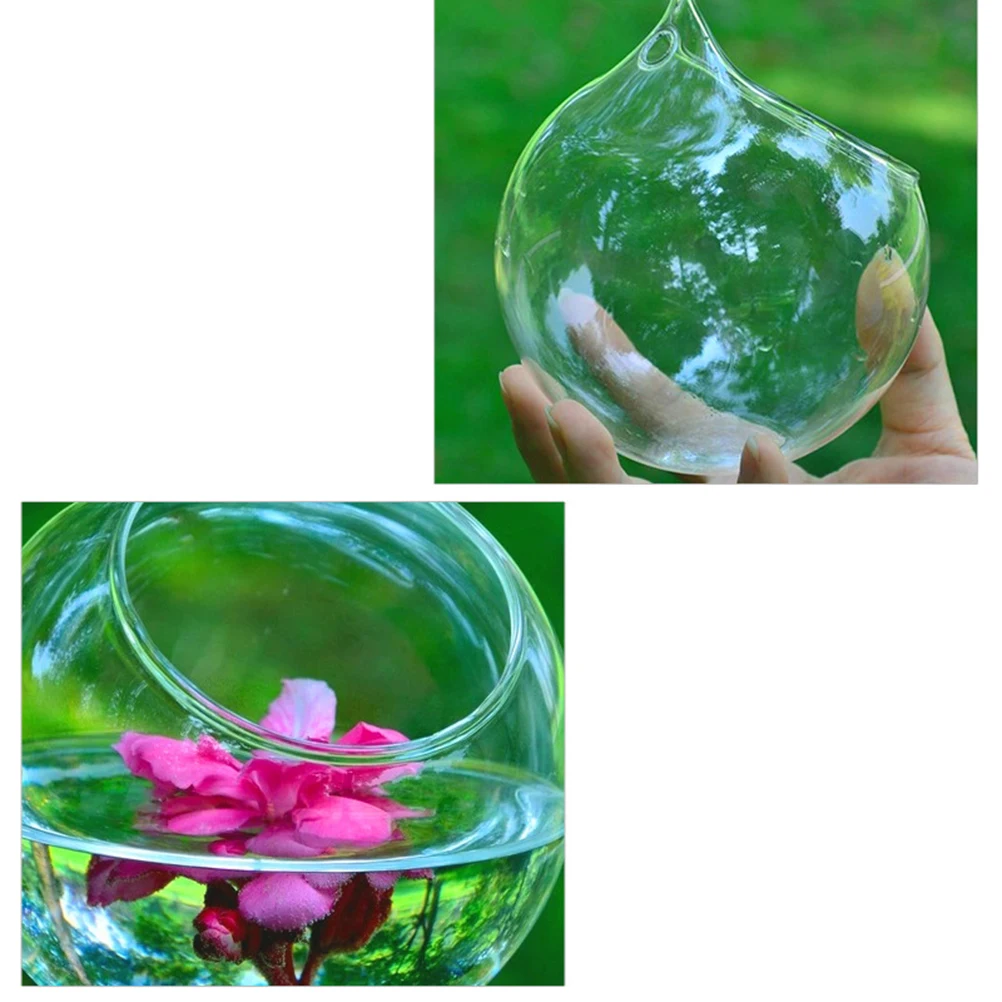 1pc Creative Clear Hanging Ball Glass Flowerpot Office Garden Decor Flower Planter Vase Terrarium Container Landscape Bottle