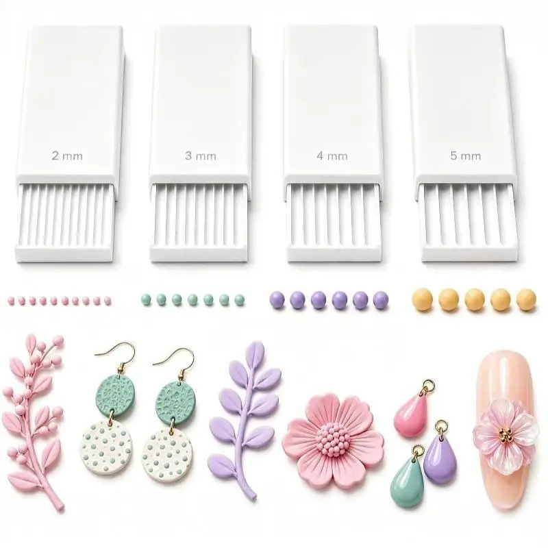 3D-Druck-Gel-Kugelformer, Nagelkunst-Perlenroller für 3D-Gel-Blumen | Mit 2mm 3mm 4mm 5mm Rillen, Kugelform-Gießform – Detail 3