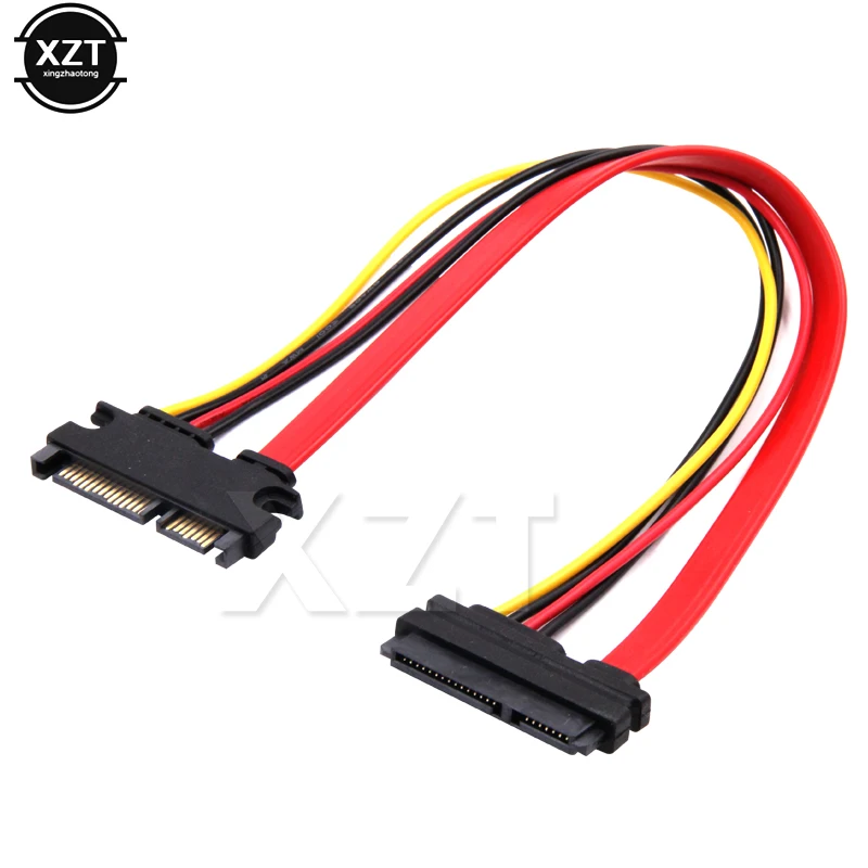 30cm SATA Cable Male to Female 7+15 Pin Serial ATA 22 pin Hard drive SATA Data Power Extension Cable Connector Conterver Cable