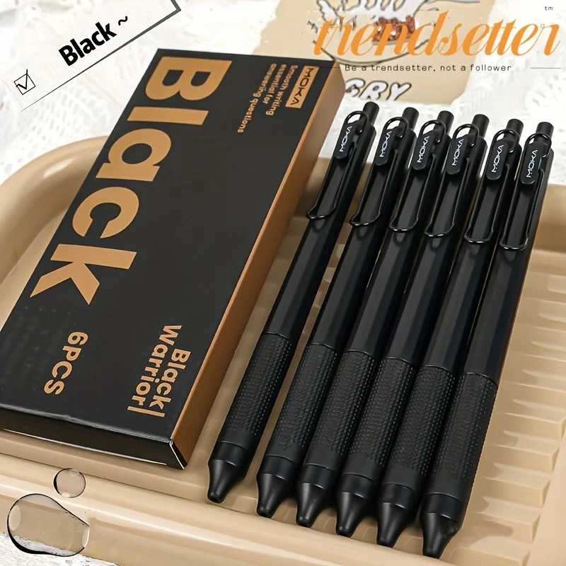 6pcs God of War or Knight Quick-Drying Gel Pens, 0.5mm Tip, Black Ink，School Supplies for Office and Exam Students