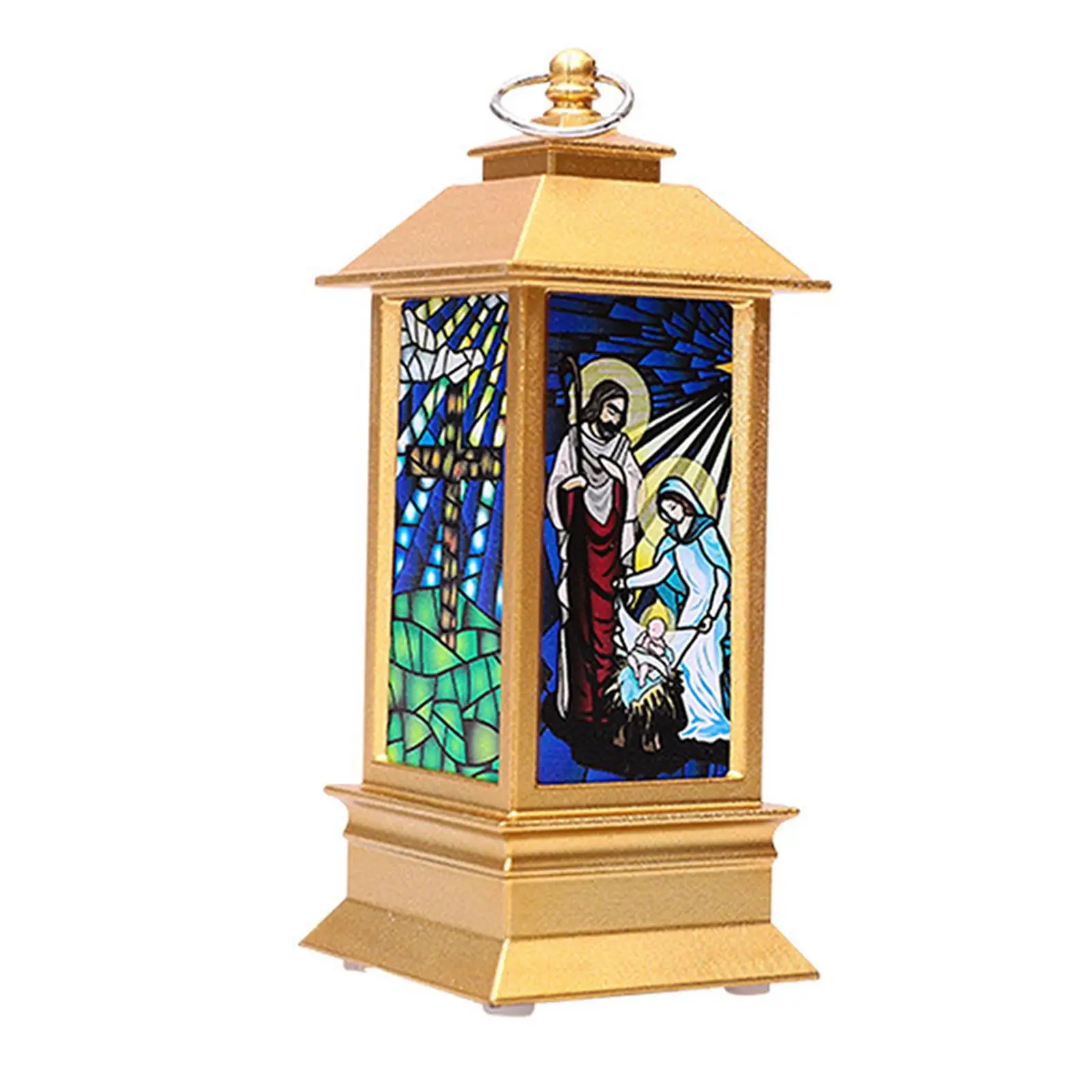 Jesus Lantern Gold Candle Lantern LED Lamp Christmas Ornament for Table Centerpiece Bedroom Garden Decor view 5