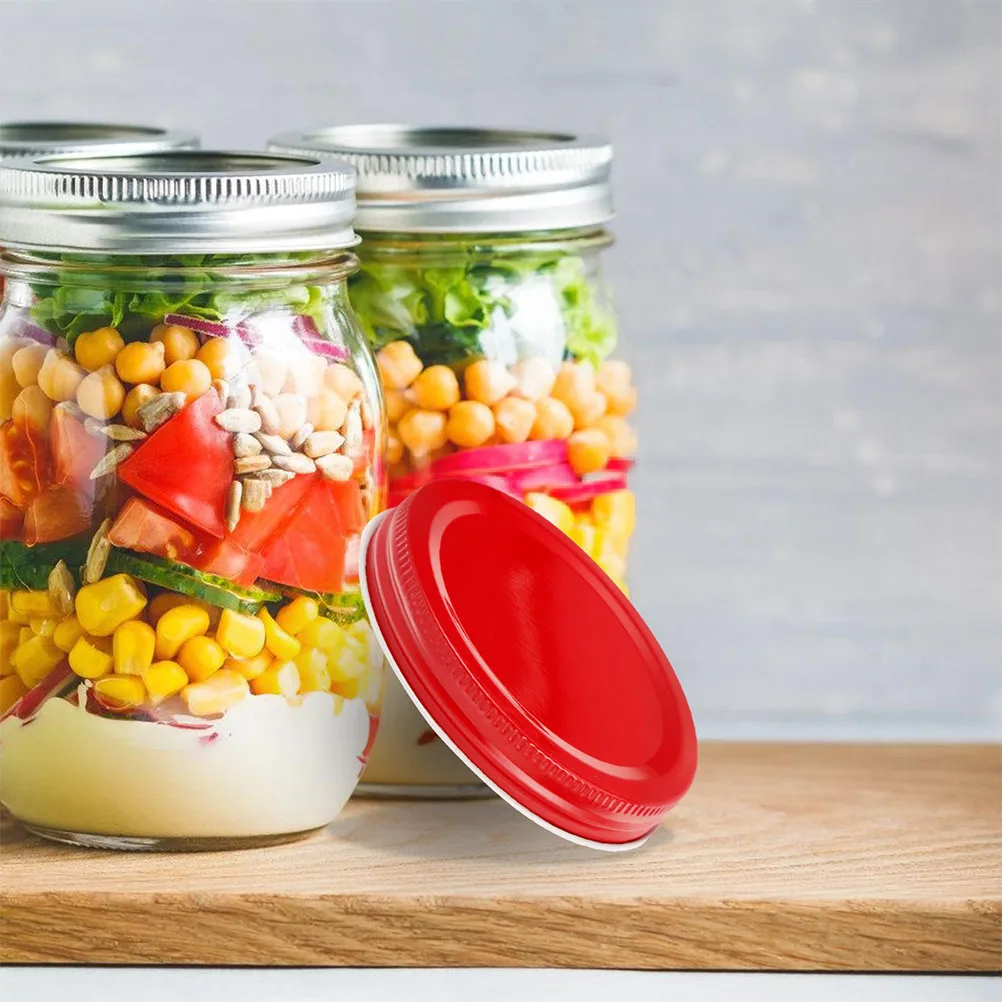 

10 шт., крышки для банок Mason, колпачки для консервирования, металлические герметичные герметичные уплотнения с широким горлышком, многоразовые крышки, обычные крышки для варенья и пудинга