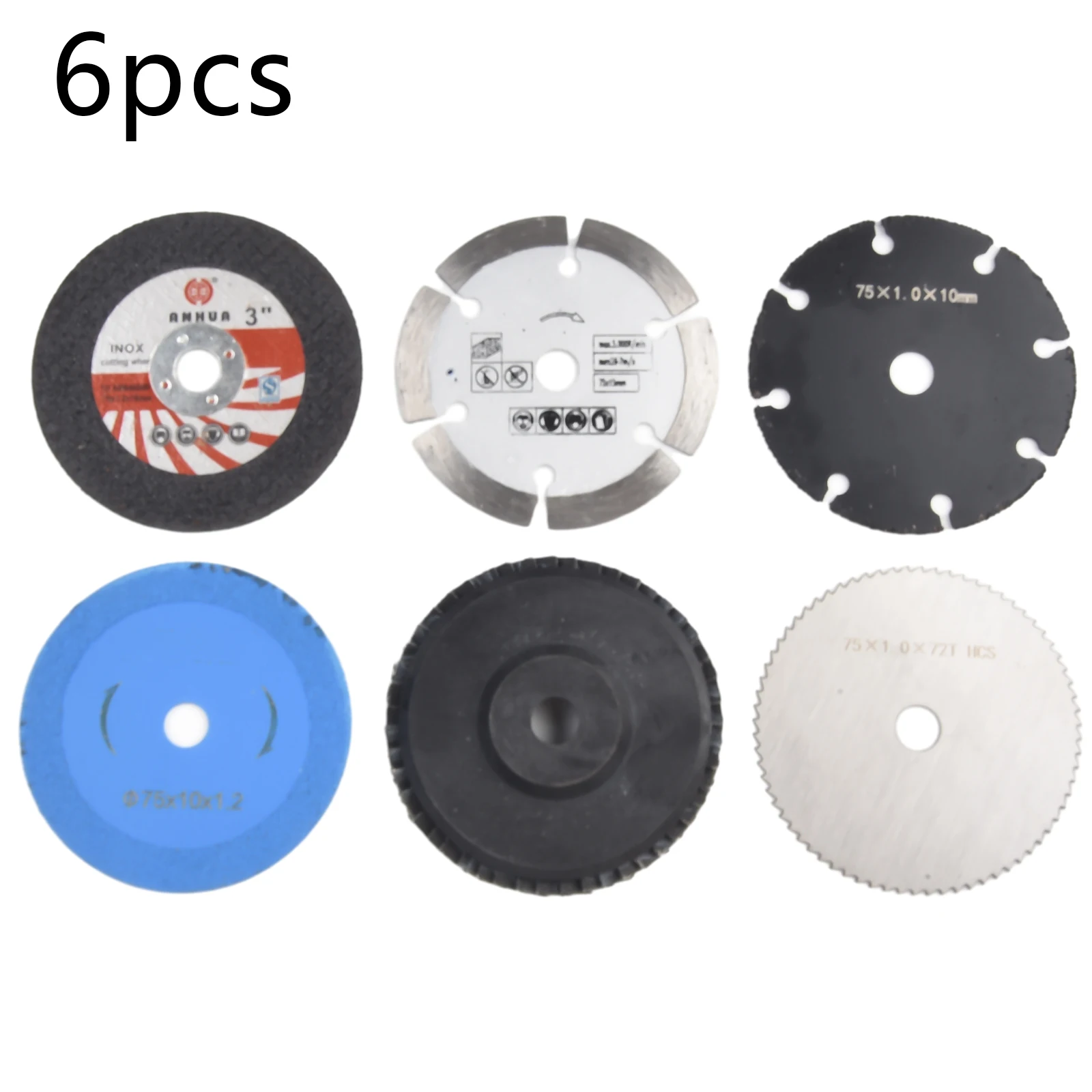 6 Pcs 75mm Angle Grinder Attachment Cutting Disc For Angle Grinder Metal Circular Saw Blade Grinding Wheel Polishing Disc Tools
