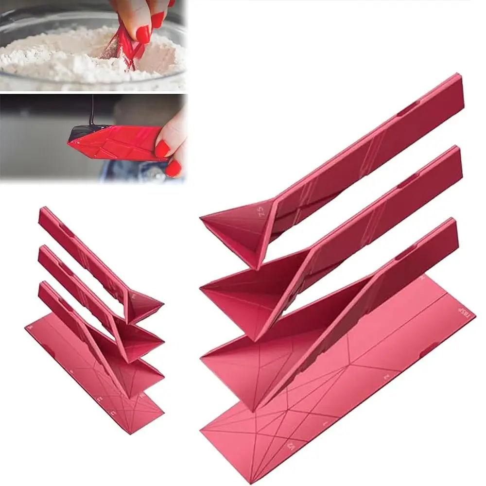 Cucharas medidoras planas 3 en 1 poligonales, cucharas plegables para cocinar y hornear, cucharas medidoras planas multifunción