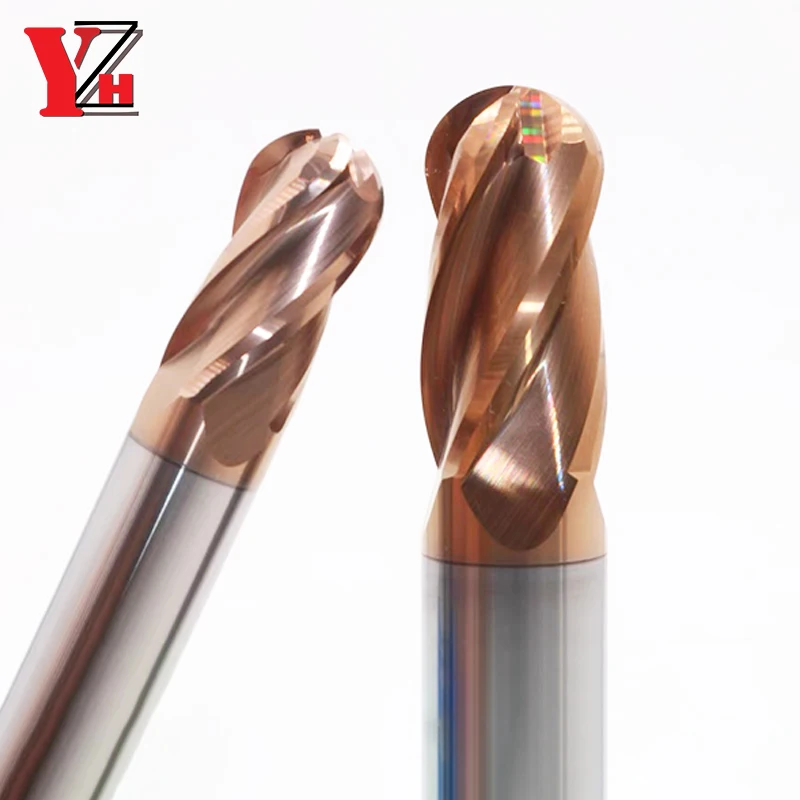 Ball Nose End Mill 4 Flute HRC58 Tungsten Carbide Cutter CNC Bit R0.5 R0.75 R1 R1.25 R1.5 R1.75 R2 R3 R4 R5 R6 R7 R8 R9 R10