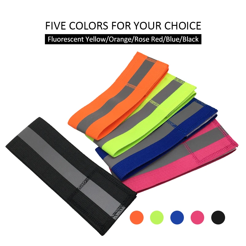 Roadstar 2 قطعة العصابات العاكسة للمعصم الذراع الكاحل الساق عاكس شارة شريط أمان Led سوار للساعة حزام ليلة الرياضية والعتاد