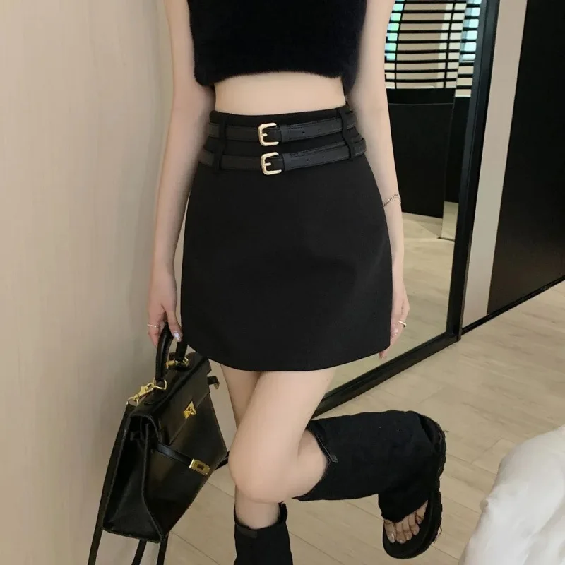 

Black Double Waistband Bodycon Skirt - High Waist, Body-Hugging, Sexy Figure-Hugging Mini Skirt