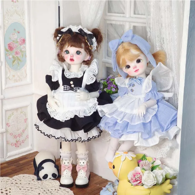 

30cm Bjd Doll Clothes Outfit Are Suitable For 1/6 Size Retro Cute Maid Dress Puffy Skirt Dress Doll Clothing Accessories Gifts