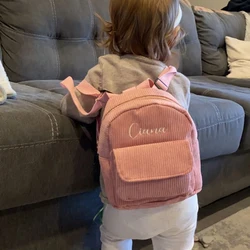 Mochila de veludo feminino com nome personalizado, simples bolsa pequena ao ar livre, presente de aniversário, mini meninas, nova, personalizada