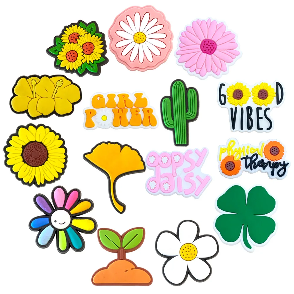 

15Pcs Cartoon Small fresh flowers series Shoe Charms PVC Shoe Charms Hole Shoes Ornaments Sandals Accessories Kid Gift