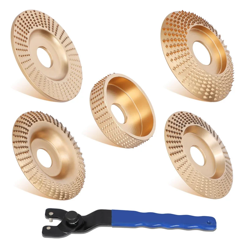

AUAU-Wood Carving Disc Set For 4Inch Or 4 1/2Inch Angle Grinder With Wrench, Woodworking Sanding Disc Wheel Attachments