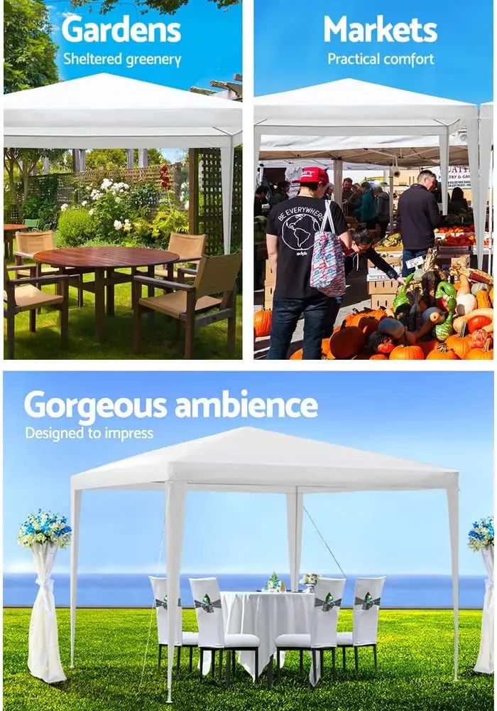 3x3 سرادق أكشاك، خيمة التخييم الزفاف أكشاك حديقة سقيفة في الهواء الطلق حزب المظلة فناء Carport سيارة، الأبيض حقيبة حمل المياه Resis