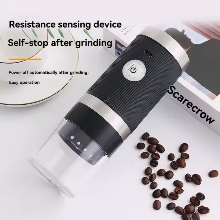 

1pc Portable Electric Coffee Bean Grinder, 5-Gears, One Button to Start Fast Grinding, USB Charging Pepper And Salt Mill Machine
