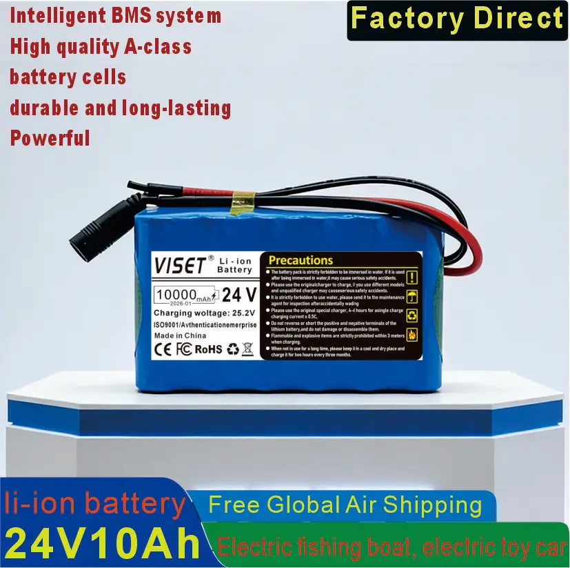 

New 6S2P 18650 24V 10Ah rechargeable Battery with BMS for Electric Tools toy car E-Sccooter Audio equipment Camping light