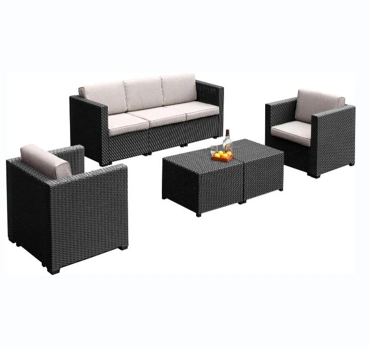 4 قطعة PP الروطان المظهر في الهواء الطلق طقم أريكة غرفة المعيشة فندق فيلا بارك فناء شقة مزرعة-أثاث خارجي متعدد الاستخدامات #5