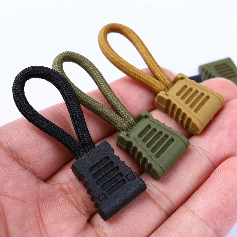 10pcs Replacement Clip Zipper Pull Puller End Fit Rope Tag Fixer Zip Cord Tab Buckle Travel Bag Suitcase Backpack Outdoor Tool