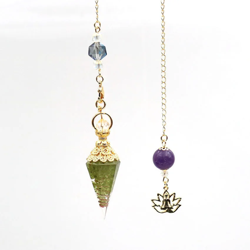 Natural Crystal Pendants for Yoga Meditation Resin Pyramid Stones Quartzs Pendulum Pendulo Reiki Healing Dowsing Wicca Jewelry