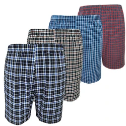 Men's colour weave plaid fashion leisure home rubber waist shorts four sets of thin loose plaid comfortable pajama trousers