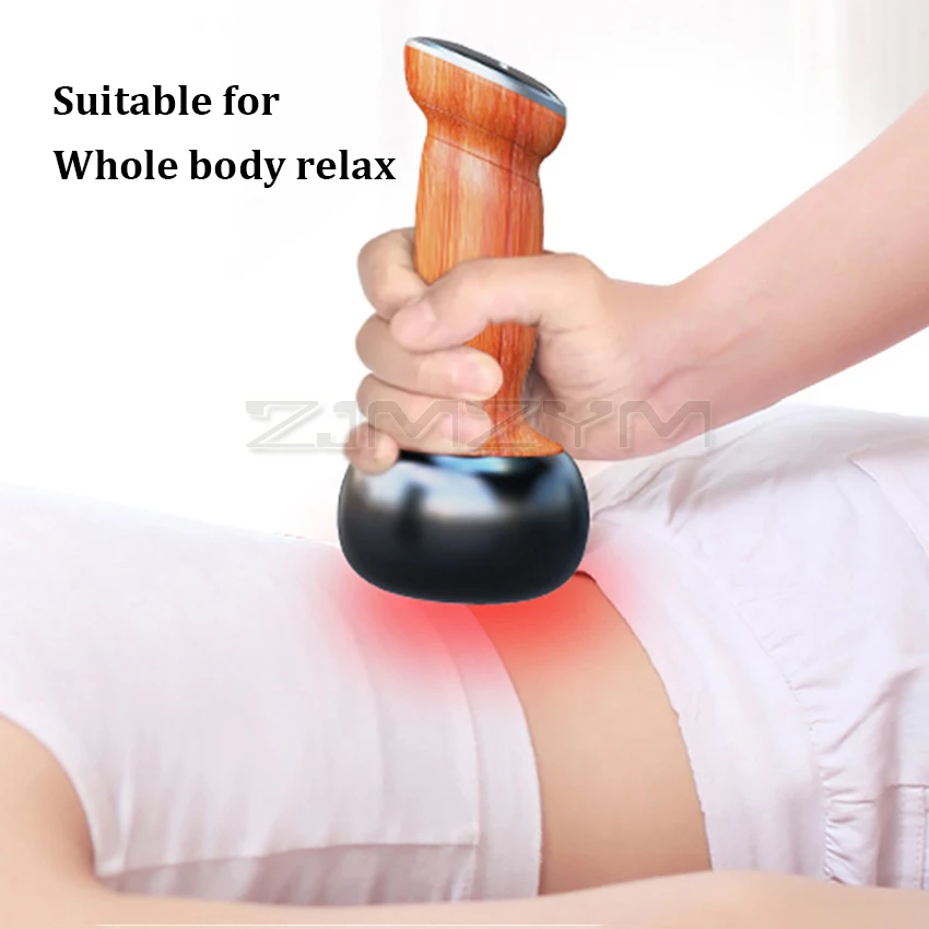 Electric Hot Stone GuaSha Massager Skin Scraping Back Neck Massage Shock Relax Muscles Bian Stone Guasha Tool Physiotherapy