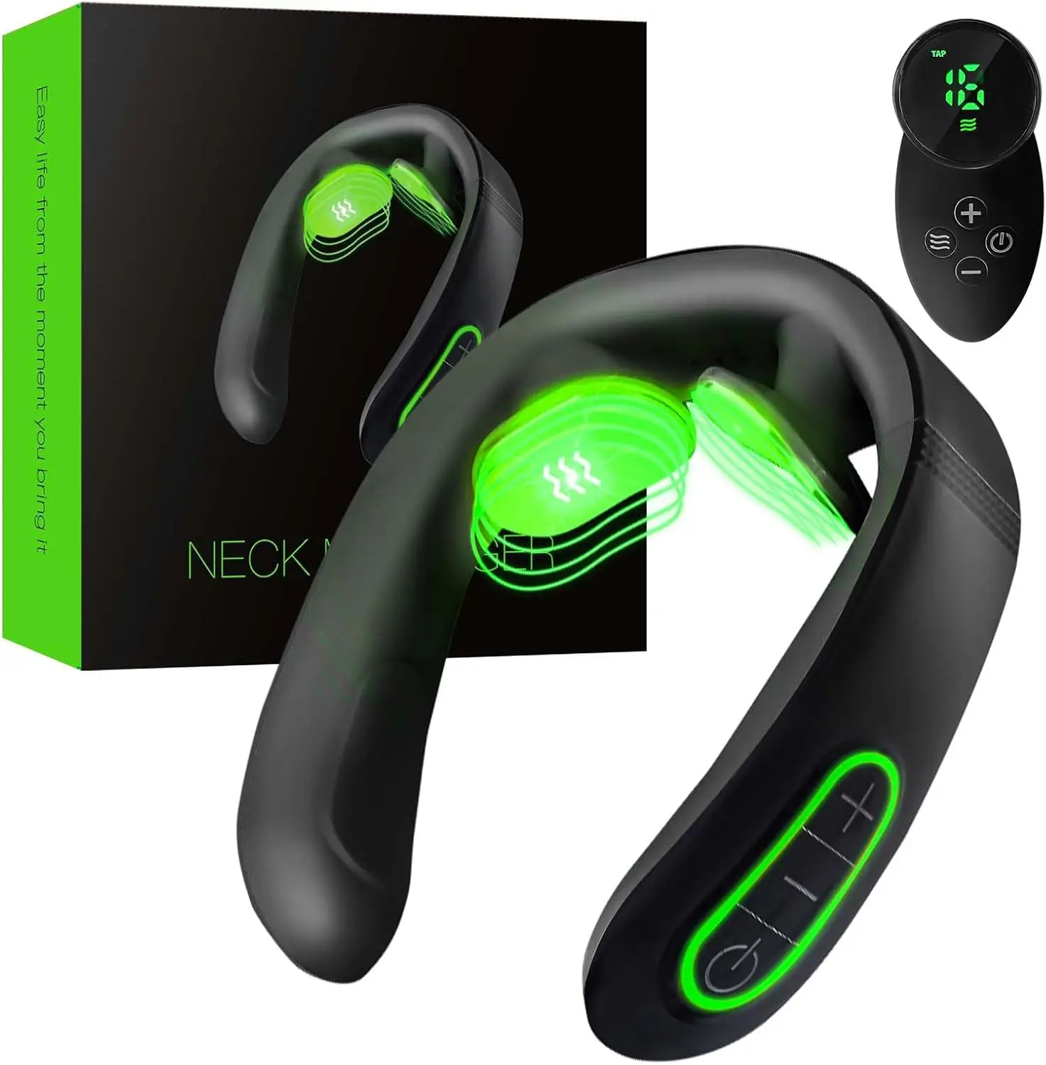 Neck Massager for Pain Relief Deep Tissue, Intelligent Neck Massager with Heat, Portable Lymphatic Drainage Device with 10 Modes