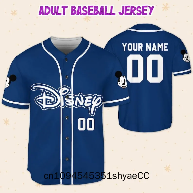 

Personalize Disney Simple Awesome Blue Navy, Custom Kid Youth Adult Baseball Family Team Jersey, Disneyland Cute Birthday Gift