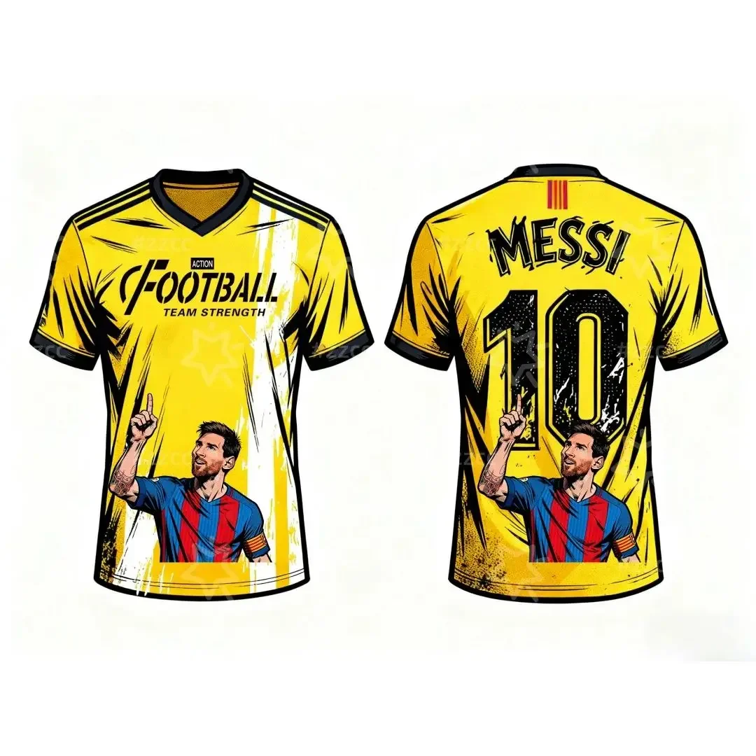 2026 Messi Fan Commemorative No.10 Football Jersey, 3D Print Quick-Dry Sports Men's T-Shirt, Short Sleeves for Adults & Kids