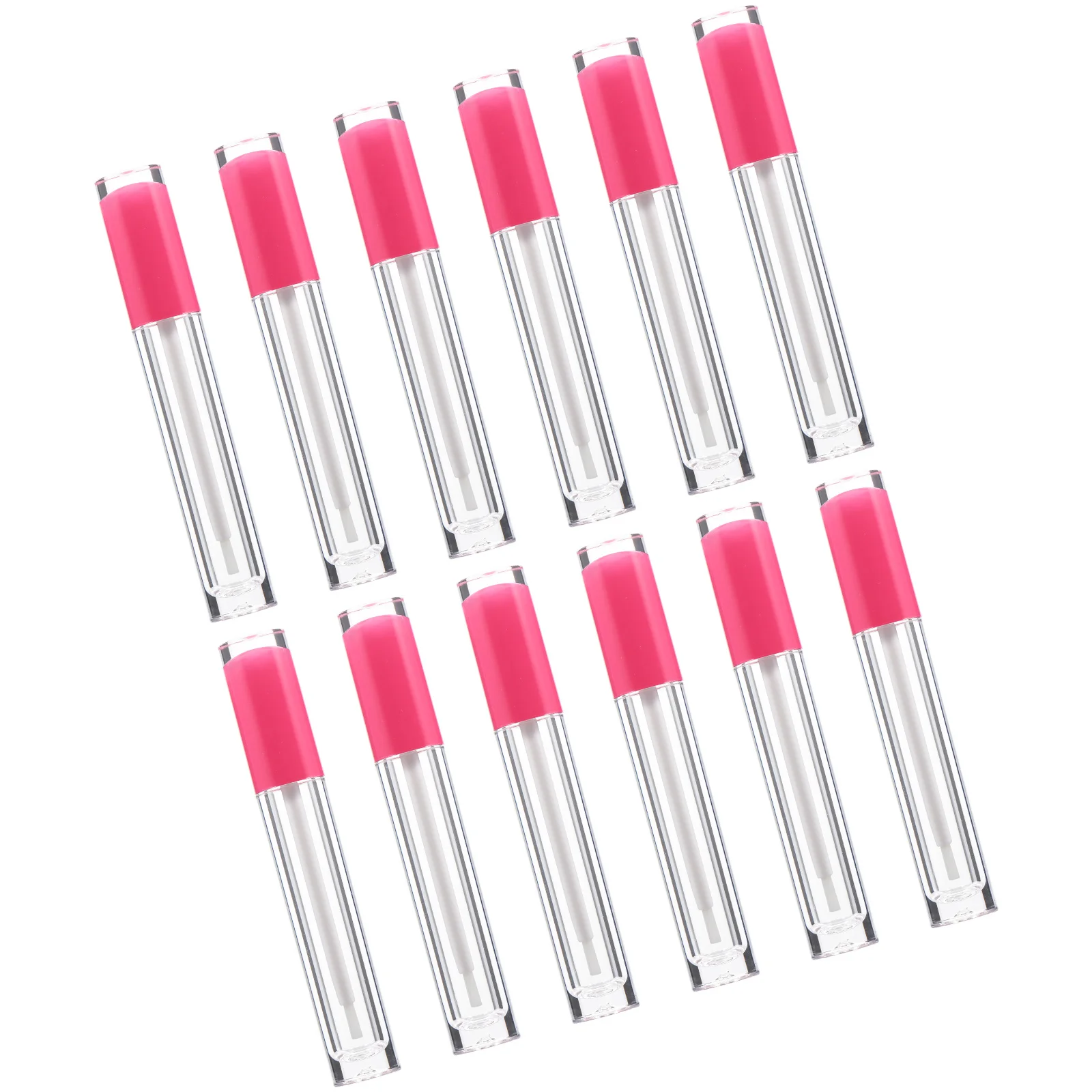 12 Stück Lipgloss-Behälter, leer, rosa, 5 ml Tuben, nachfüllbare Flaschen, Gummistopfen, DIY Lippenbalsam, nachfüllbare Flaschen