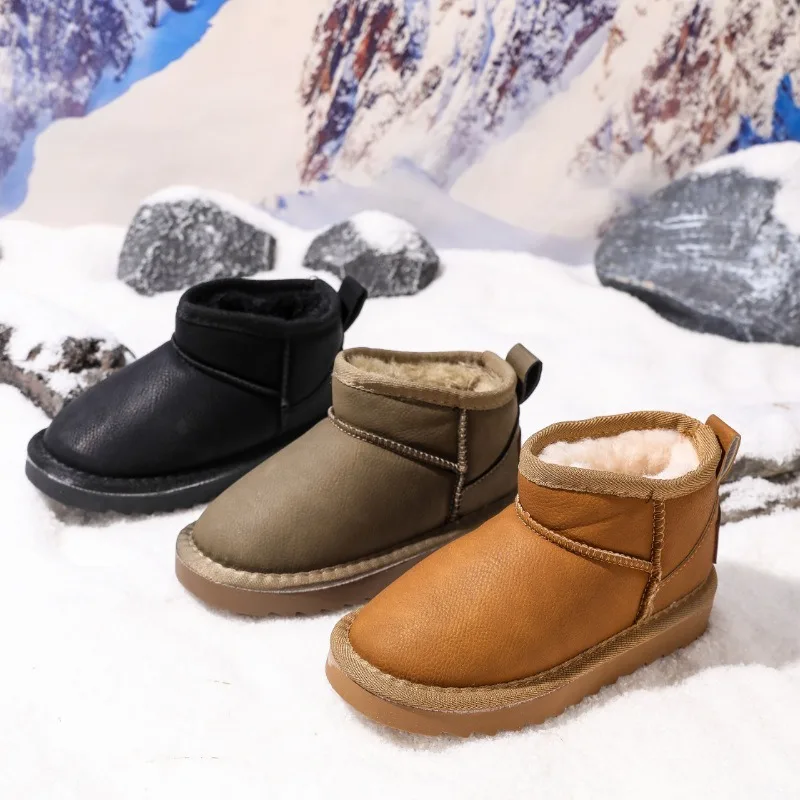 

Fashion Girls Boots 2025Winter New Child Princess Snow Short Boots Brand with Thick Velvet Anti Slip Flat Casual Boots Children