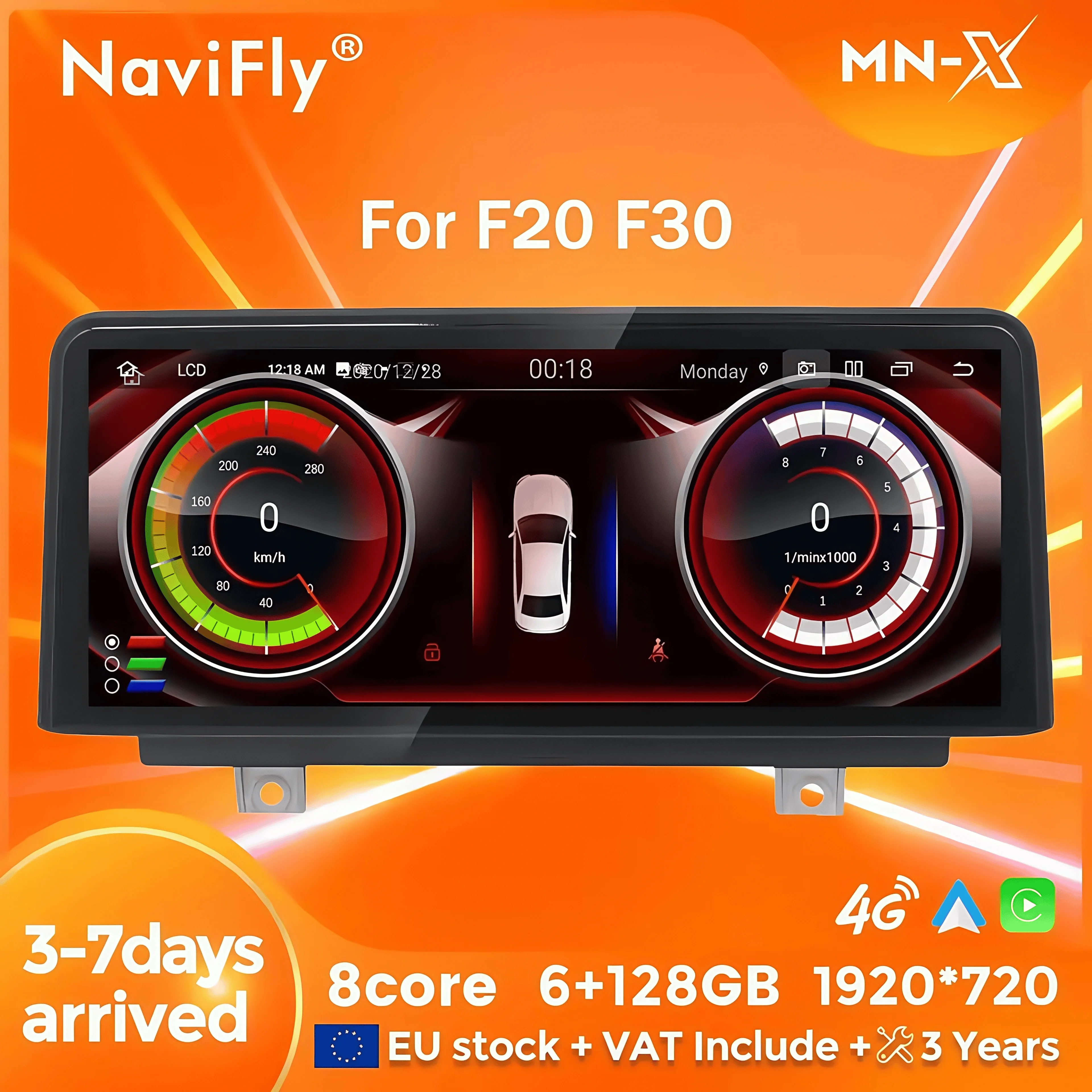 Navifly 10.25 ''Carplay Senza Fili Per BMW Serie 3/4 F20 F21 F22 F30 F31 F32 F33 F34 F36 Android 14 Monitor Multimediale Per Auto