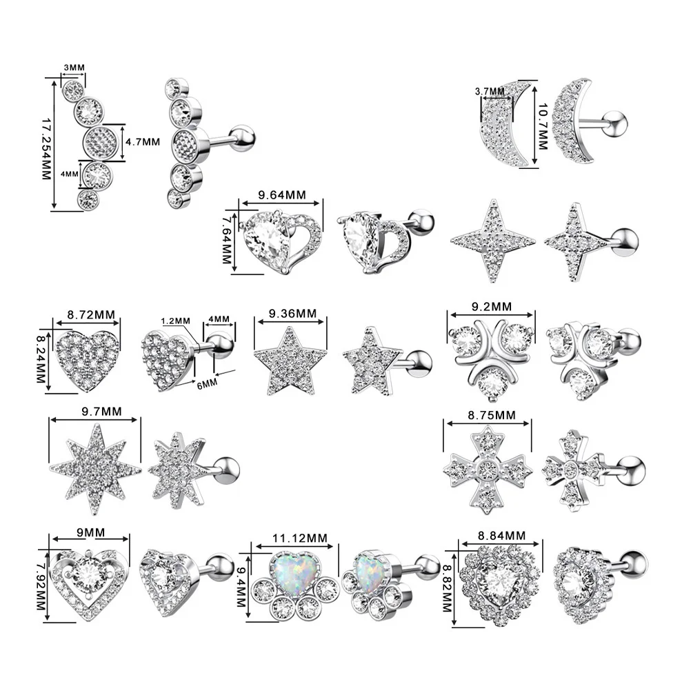 

3 Pairs Piercing Earrings Stainless Steel Rhinestones Trendy Accessories Gift Packaging Delicate Stylish Comfortable Anti Rust