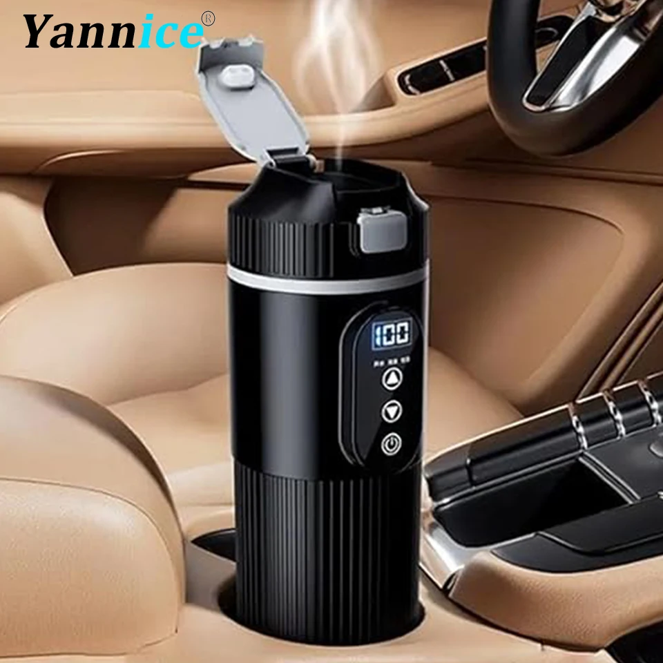 Portable Electric Car Kettle 500ml 12V 24V Car Kettle Portable Electric Kettle  Heating Small Hot Water Cup for Tea Coffee Milk